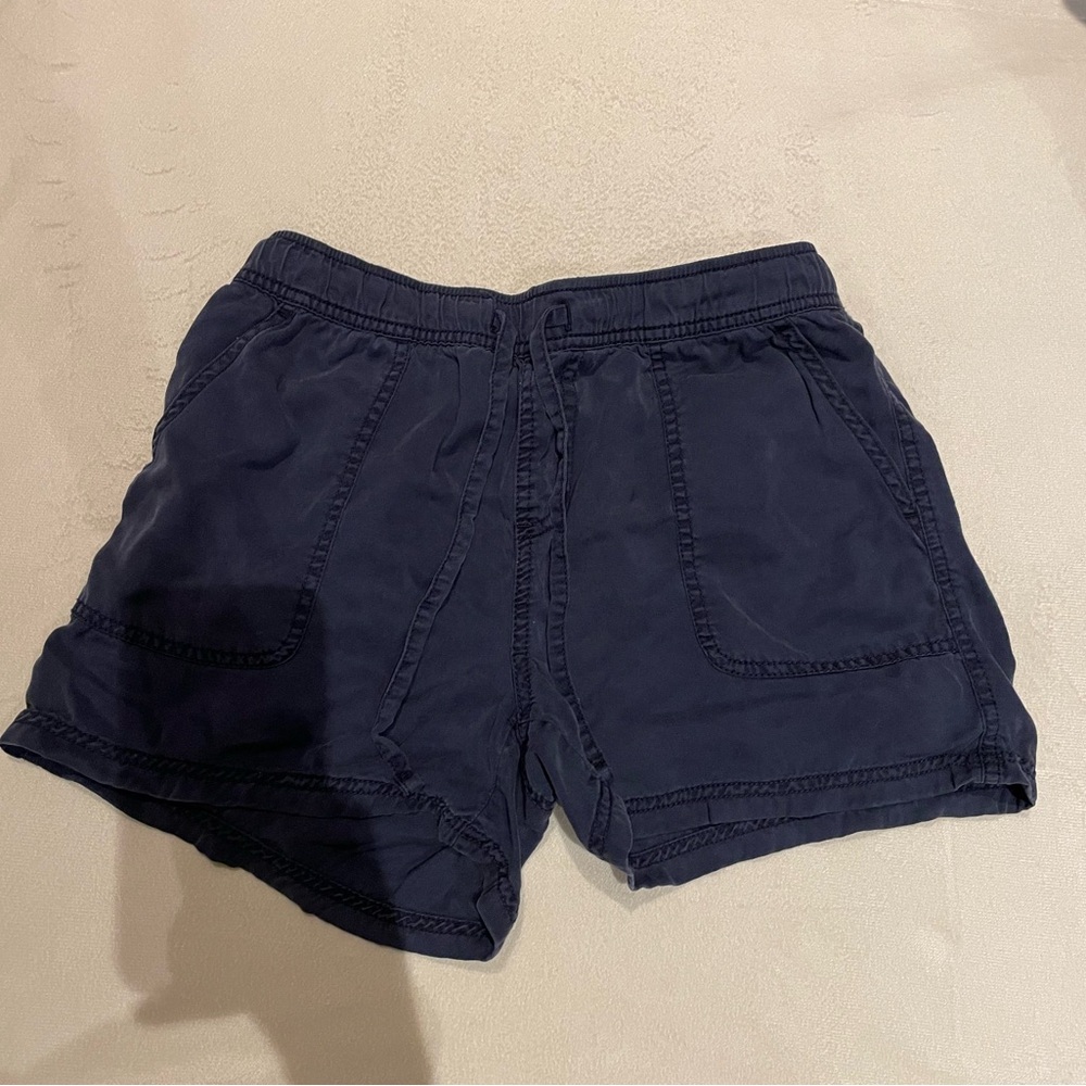 navy blue flowy tie shorts